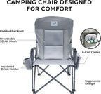 Heavy Duty Portable Folding Camping Chair for Adults with Padded | for Outdoor & Sports, Backpacking, Beach, Lawn, Hunting, Tailgating, Fishing | Supports 400 Lbs (Single, Beige)