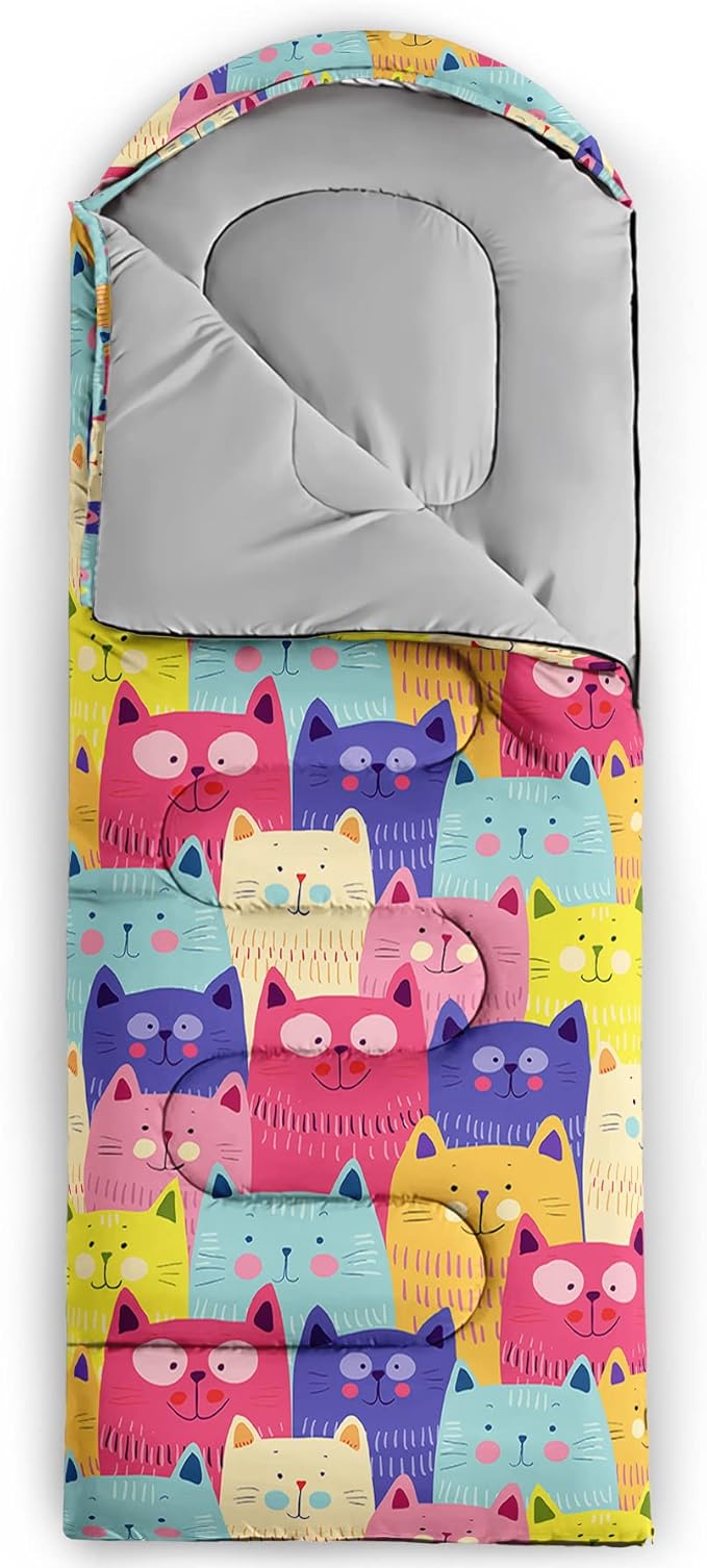 QOOMO Animals Camping Sleeping Bags,3 Season Warm & Cool Weather,Lightweight,Waterproof Sleeping Bags for Adults & Kids,Traveling,and Outdoors,Camping Gear Equipment