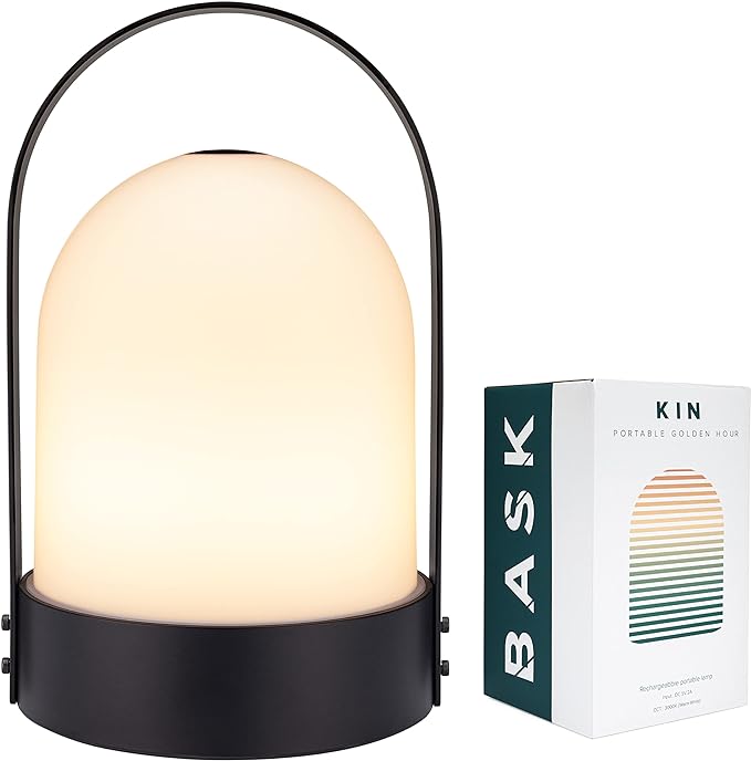Bask KIN 3.0 Portable Cordless Rechargeable Lantern Table Lamp | Goes 5X Longer Without Needing A Charge - Only Lamp with A Long-Lasting LiFePO4 Battery On The Market