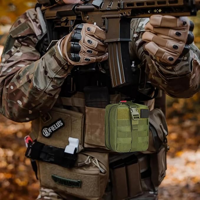 Tactical Emergency First Aid Kit: MOLLE Admin Pouch IFAK - Wound Dressing Blood Control EMT Survival Trauma Kit 6" Bandage- Camp Travel Car Medic Kit