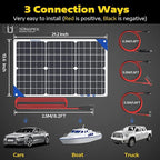 SUNAPEX Solar Battery Charger Maintainer, 30W 12V Portable Waterproof Solar Panel Trickle Charger with Built-in Charge Controller, Cig Plug, Alligator Clips, O-Rings for Car, Truck,Tractor, Boat, etc