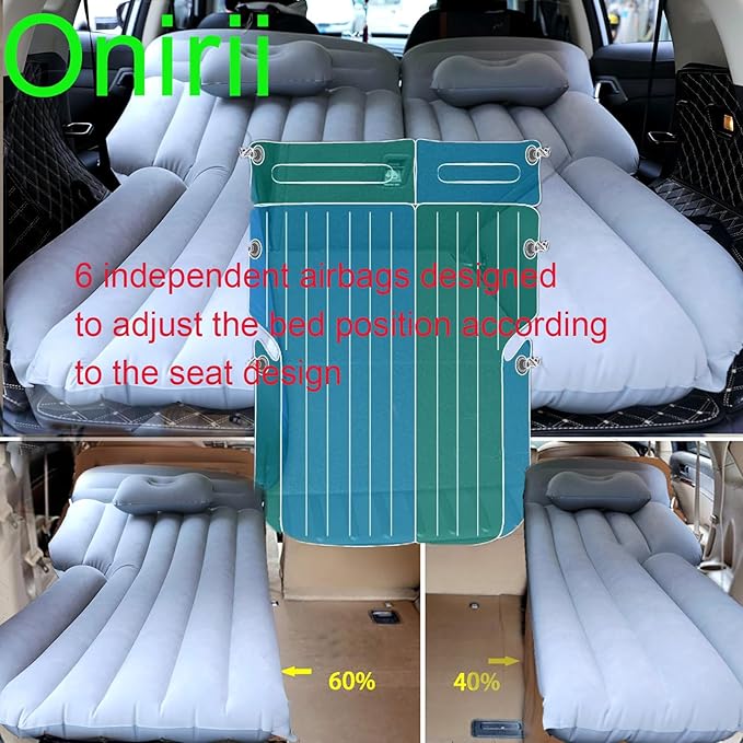 Inflatable SUV Air Mattress,Thickened Flocking Inflatable Car Camping Travel Air Mattress with 2 Pillows & Air Pump,Portable Car Sleeping Bed for SUV|MPV|Minivan