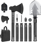 GOJAWAY 16 in 1 Multitool Survival kit, Camping Shovel Military Axe, 40" Foldable Spade with Portable Bag and Hatchet, for Car Emergency Offroad Entrenching Tool