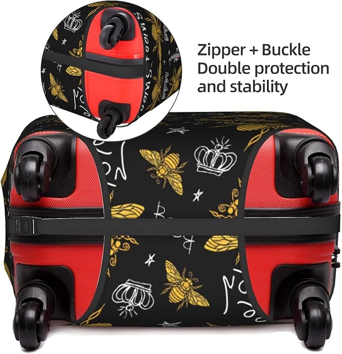 Travel Luggage Cover Suitcase Protector, Honey Bees Golden Luxury Thicker Washable Elastic Stretch Anti-scratch Suitcase Sleeve with Concealed Zipper for Wheeled Suitcase Fits 22-24 Inch Luggage
