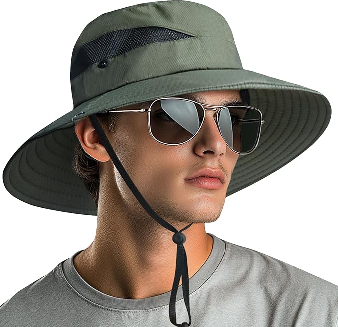 NPQQUAN Sun Hats for Men Women with Neck Flap UPF 50+ UV Protection Wide Brim Bucket Hat Safari Hiking Fishing Hats