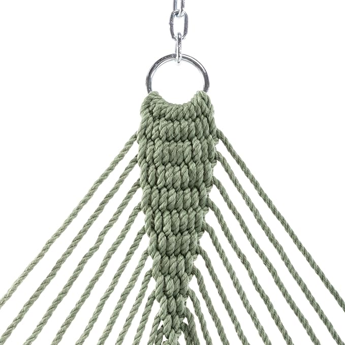 Hatteras Hammocks Deluxe Meadow Duracord Rope Hammock with Free Extension Chains & Tree Hooks, Handcrafted in The USA, 450 LB Weight Capacity, 13 ft. x 60 in