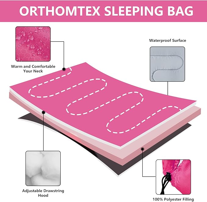 Sleeping Bags for Adults,Kids & Girls-Warm & Cold Weather Lightweight Waterproof Sleeping Bag Backpack with Compact Bag,Great for 3-4 Seasons Hiking,Camping and Outdoor