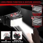 Headlamp Rechargeable,2 Pack 2000 Lumen Super Bright Led Headlamp,16 Modes Motion Sensor Head Lamp,Ipx6 Waterproof Lightweight Headlight,White Red Flashlight For Fishing Camping Hunting Essentials