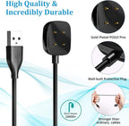 Maledan Compatible with Fitbit Sense & Fitbit Versa 4 Charger Replacement USB Charging Cable Dock Stand for Sense 2/Sense/Versa 4/Versa 3 Smartwatch, 2 Pack 3.3Ft Durable Portable Charger Dock Cord