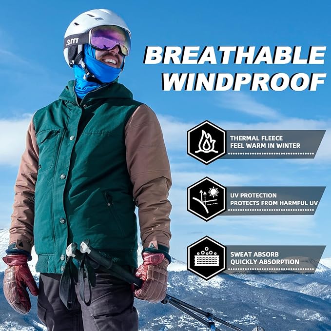 ROCKBROS Cold Weather Balaclava Ski Mask for Men Windproof Thermal Winter Scarf Mask Women Neck Warmer Hood for Cycling