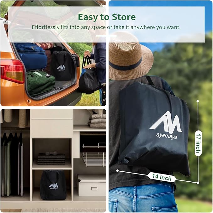 AYAMAYA Queen Camping Air Mattress with Built-In & Detachable Electric Pump -Portable 16 Inch Luxury Double High Inflatable Airbed,Self Inflating Air Mattress,No Power Outlet Needed for Camping & Home