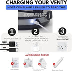 VENTY Portable Fan - Wireless Battery Operated Fan - 4 Speeds - LED Lighting - Carry Case & Remote Control - Cruise Travel - Outdoor Travel RV Power Bank With USB-C Port (Red with Case)