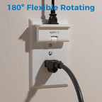 3 Outlets 2 Prong Polarized Lateral Swivel Wall Tap Adapter, 180 Degree Swivel Wall Tap, 2-Prong to 2-Prong Triple Outlet Converter, Wall Tap, Travel Essentials, Polarized, ETL Listed, 1 Pack