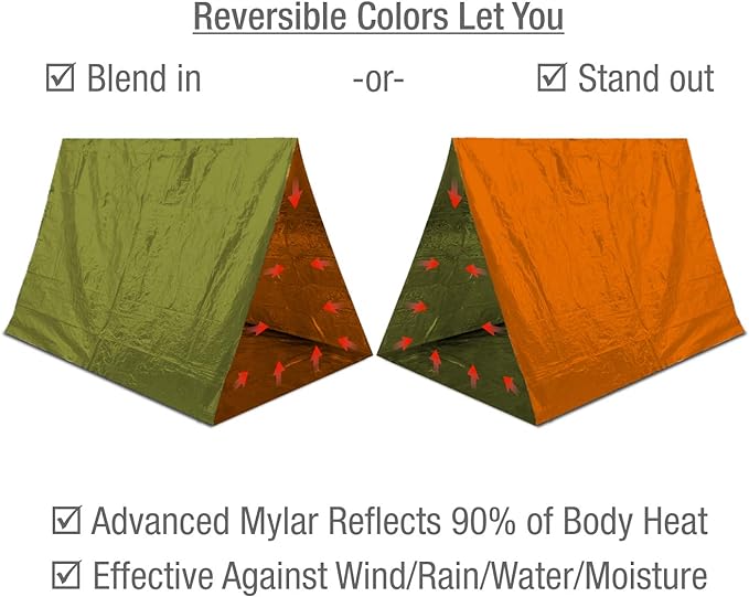 Swiss Safe 4 Pack Mylar Emergency Blankets for Survival - Compact & Insulated for Cold Weather - Designed for NASA, Outdoor, Running, Camping, Survival, First Aid Car Kit - Orange & Green, 4 Pack