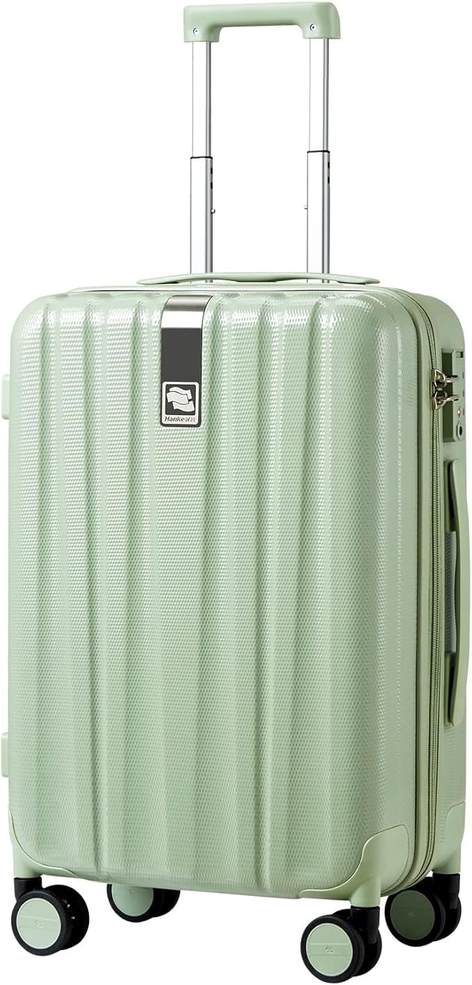 Hanke 20 Inch Carry On Luggage 22x14x9 Airline Approved Lightweight PC Hard Shell Suitcases with Wheels Travel Luggage Rolling Suitcase Travel Luggage Bag for Weekender(Bamboo Green)