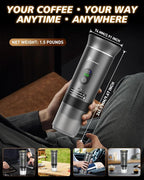 Portable Coffee Maker for Travel,Self-Heating Espresso Machine with USB-C,LED Display,20 Bar,Compatible with Coffee Grounds&Capsules (Ns&DG)–Portable Espresso Maker for Car,RV,Camping,Office