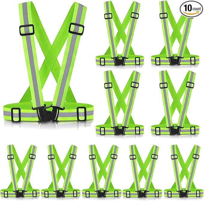 Reflective Vest Running Gear, 2Pack High Visible Safety VES for Cycling Jogging Running Walking, Adjustable for Men Women Kids