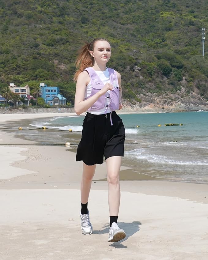 Running Vest for Women Men, USA Original Patent, Adjustable Chest Straps Running Hydration Vest with 500ml Soft Flask, Lightweight Reflective Hydration Backpack for Marathon