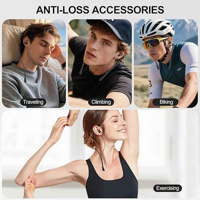 Compatible for Bose QuietComfort Earbuds (2024) Strap, Skin-Friendly Silicone Sports Neckband Wire Cord, Wireless Headphone Anti-Lost Strap, Black