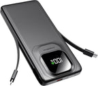 Portable Charger with Built-in Cables,22.5W Super Fast Charging Power Bank Slim Phone Charger,10000mAh Travel Battery Pack Battery Bank with Smart LED Display for iPhone, Android & USB-C Devices