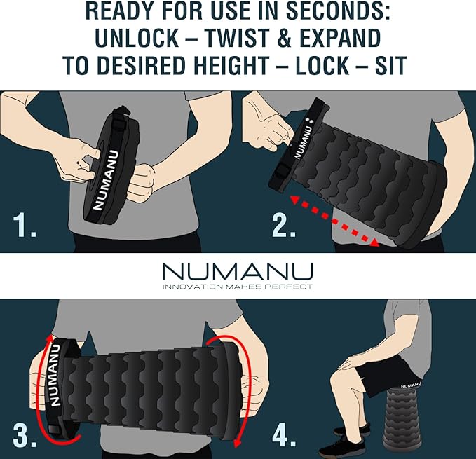 Portable Collapsible Stool, Lightweight & Sturdy, Adjustable Height Telescopic Folding Stool for Adults, Retractable Camping Chair, Telescoping Seat or Footrest for Home & Outdoors, 18"H Max 400lb