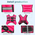 Weighted Vest, 8lb/12lb/16lb/20lb/25lb/30lb Weight Vest with Two Adjustment Straps for Men Women, Weight Vests with Reflective Stripe for Strength Training, Running, Jogging, Walking