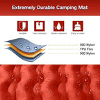Double Sleeping Pad Camping, Self Inflating 6'' Extra-Thick 2 Person Pillow Built-in Foot Pump Waterproof Inflatable Sleeping Mat Backpacking, Tent, Hiking, Portable Camping Pad