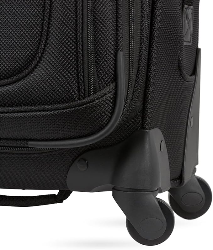 SWISSGEAR Sion Softside Expandable Spinner Luggage Durable Lightweight Travel Suitcase, Black, Checked-Medium 25-Inch