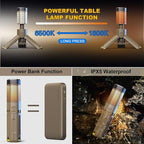 Camping Lantern Rechargeable, Telescoping-Camping-Lights, 10500mAh Capacity Battery Powered, Outdoor-Lantern for Hiking/Adventure/Power Outages, IPX7 Water Resistant(Khaki)