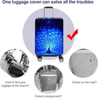 Suitcase Cover 3D Print Design Travel Luggage Protector Trolley Case Cover 22"-24" Sleeve, BluePeacock