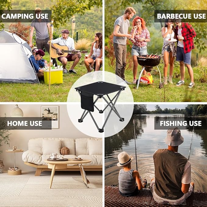 3 Pack Camping Stool, Camping Foot Stools Portable Folding Camp Stool with Storage Bag, Folding Stool Suitable for Fishing, Beach, Picnic,Outdoor - Black