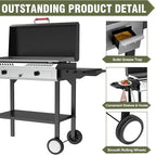 Bestfire 2 Burner Outdoor Propane Gas Stove with Auto Ignition & Regulator, 150,000 BTU High-Pressure Stand Cooker with Flat Top Grill Griddle & Shelf, Portable Cast Iron Burner for Canning & Frying