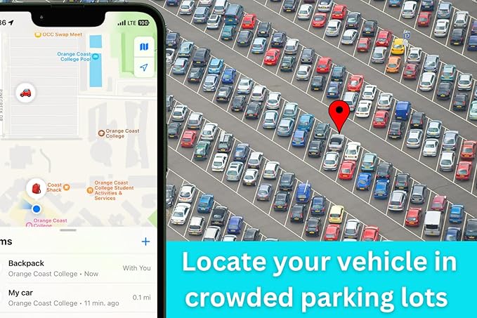 Unlimited Range GPS Tracking Device Item Locator for Car, Purse, Pet, Key Work with Apple Findmy No 3rd App Needed (Black)