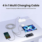USB C Multi Charging Cable, Dual Type C Cable 1Pack 5FT, USB C Splitter with 4 Type-C Connectors,4 in 1 Multiple Nylon Braided Cable Compatible with iPhone 17 16 15 Pro Max/Galaxy/Tablets/Google.