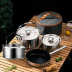 7PCS Camping Cooking Set,Camping Cookware Mess Kit,304 Stainless Steel Camping Cookware with Travel Tote Bag for Camping Outdoor Cooking & Picnic,RVs