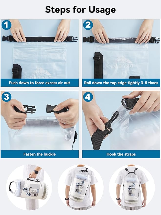 HEETA Dry Bag Waterproof for Women Men, 5L/10L/20L/30L/40L Roll Top Lightweight Dry Storage Bag Backpack with Phone Case for Travel Swimming Boating Kayaking Paddle Board Camping Beach Accessories