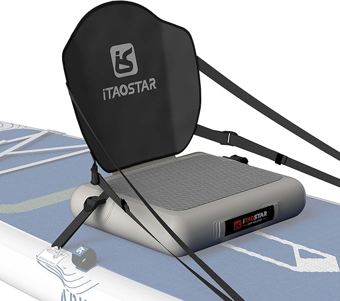 Inflatable SUP Seat with Backrest - Premium Paddle Board Chair for Surfboard, Kayak & Boat, Comfortable Blow Up Seat for Adults & Kids, Lightweight SUP Accessories for Versatile Use