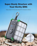 BROWEY Portable Power Station 153Wh Small Solar Generator with Hand Crank 120V 150W AC Outlet Lithium Battery Power Bank, Wireless Charging Emergency Charger for Outdoor Camping Travel Home Backup