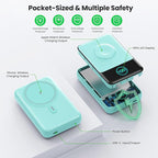 Magnetic Portable Charger for iPhone, 3-in-1 10800mAh Qi2 15W Wireless Power Bank with iWatch Charger,30W PD Fast Charging USB-C LCD Display Battery Pack for Magsafe,iPhone 16/15/14/13/12, Apple Watch