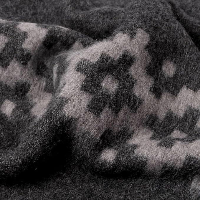 Thick Alpaca Wool Blanket Heavyweight Camping Outdoors Indoors Soft Peru King Size Ethnic Design (Dark Gray - Soft Gray Design, King Size)