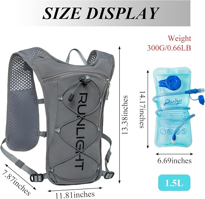 Running Vest for Women Men Lightweight Hydration Backpack Pack with 1.5L Water Bladder Bag Hydro Daypack for Hiking,Trail,Skiing,Camping,Cycling,Race,Marathon