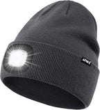 ATNKE LED Lighted Beanie Hat,USB Rechargeable 4 LED Running Headlamp Bright Cap with The Light Gifts for Men and Women