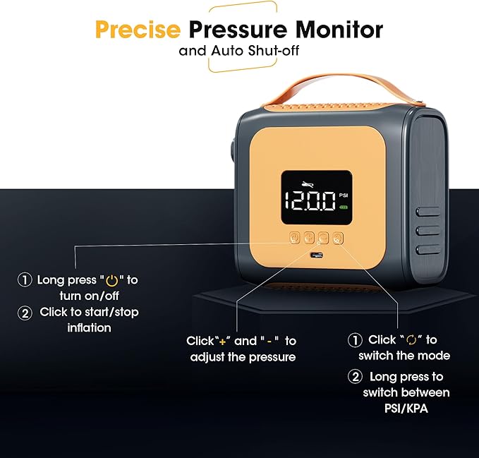 Zetta 138 SUP Pump 20PSI High Pressure Paddle Board Pump Quick Portable SUP Air Pump,Auto-Off &12V DC Car,6 Nozzles for for Inflatable Stand up Paddle Boards,Boats,Inflators