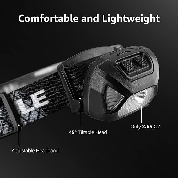 Lepro Headlamp Rechargeable, LED Head Lamp with 6 Modes for Camping & Hiking Gear Essentials, IPX4 Waterproof High Lumen Bright Headlight Flashlights with Adjustable Headband, USB Cable Include