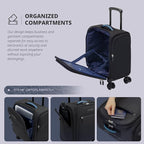 Verage Underseat Carry On Luggage with Wheels & USB Port,14 inch Wheeled Spinner Bag Carry-on Luggages for Airlines, Lightweight Suitcase Men Women, Pilots and Crew (14.5-Inch Plus Underseat Pro)