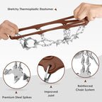 Crampons Ice Cleats Traction Snow Grips for Boots Shoes Women Men Anti Slip 19 Stainless Steel Spikes Safe Protect for Hiking Fishing Walking Climbing Mountaineering