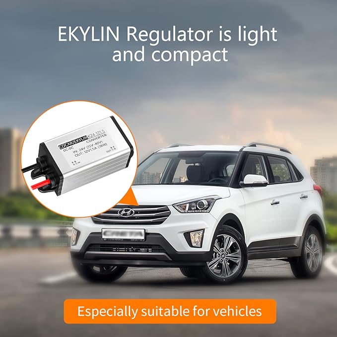 Truck DC 24v to 12v Step Down Converter Reducer Regulator 1.5A 18W Power Supply Adapter for Auto Car Bus Van Vehicle Boat Solar System etc.(Accept DC15-40V Inputs)