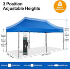 COBIZI 10x20 Pop up Canopy Tent 10x20 Canopy with 6 Sidewalls Waterproof Heavy Duty Commercial Canopy Tent for Parties Outdoor Garden Gazebo, Carry Bag with Wheel(10x20ft, Blue)