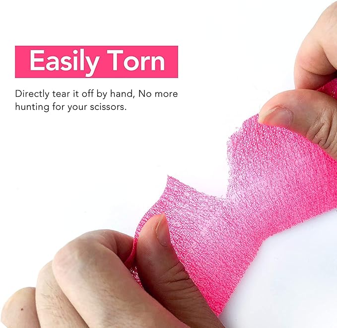 RISEN Cohesive Bandage 2” x 5 Yards, 6 Rolls, Self Adherent Wrap Medical Tape, Adhesive Flexible Breathable First Aid Gauze Ideal for Stretch Athletic
