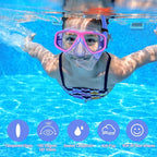 Youth Snorkel Set for Ages 7-16, Snorkeling Gear for Kids with Panoramic View Mask Anti-Fog Anti-Leak Full Dry Top Snorkel Fins Travel Bag for Swimming Diving